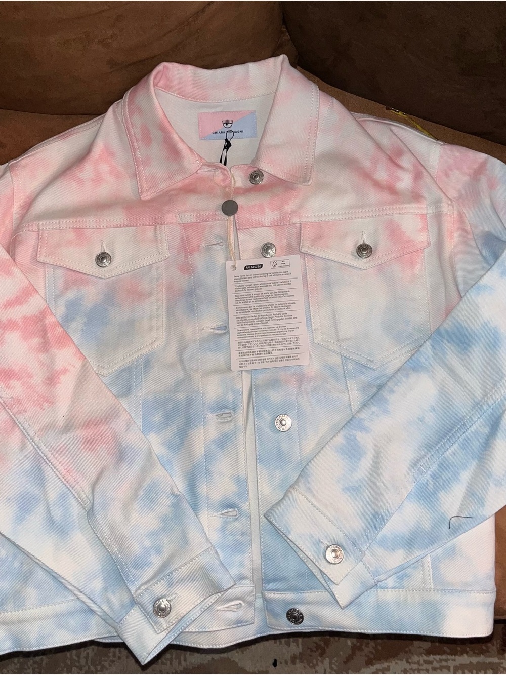 Chiara Ferragni Pink and Blue Tie-Dye Jean Jacket